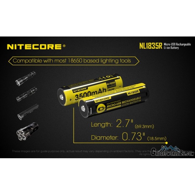 Nitecore 18650 3500mAh 3.6V Type-C Rechargeable Li-ion Battery NL1835R