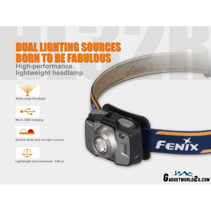 Fenix HL32R Rechargeable 600L Headlamp - Grey