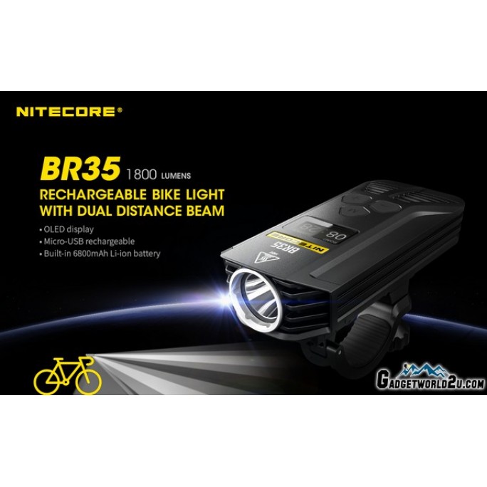 Nitecore BR35 1800L Dual Beam Rechargeable Bicycle Light