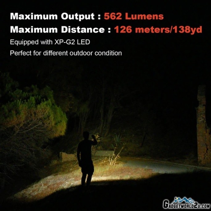 WOWTAC W1 CREE XP-G2 CW LED 562L Rechargeable Flashlight