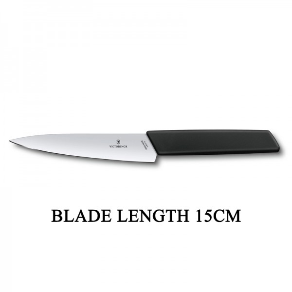 Victorinox Swiss Modern 15cm Office Knife Slim Kitchen Knife Black 6.9013.15B