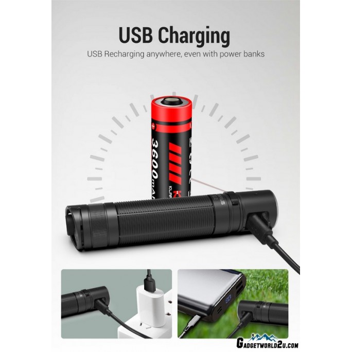 Klarus E2 CREE XHP35 HI LED 1600L USB Rechargeable Flashlight