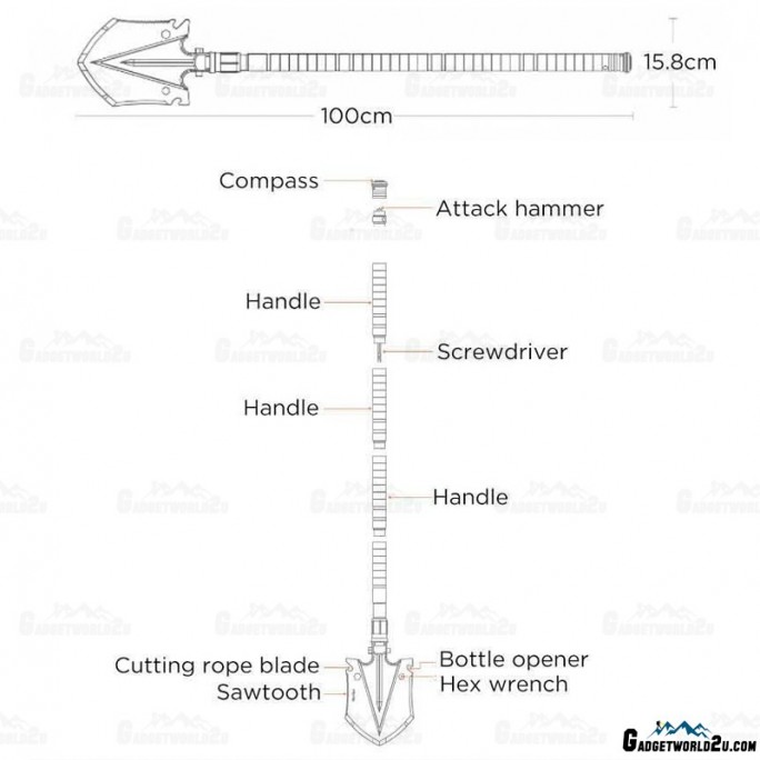 NexTool 14 In 1 Multifunctional Shovel Spade Camping Survival Tools KT5524