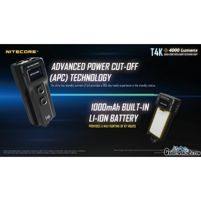 Nitecore T4K USB Rechargeable 4 x CREE XP-L2 V6 4000L LED Keychain Flashlight