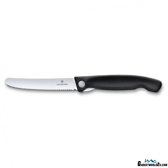 Victorinox Swiss Classic 11cm Wavy Edge Serrated Foldable Paring Knife Black 6.7833.FB