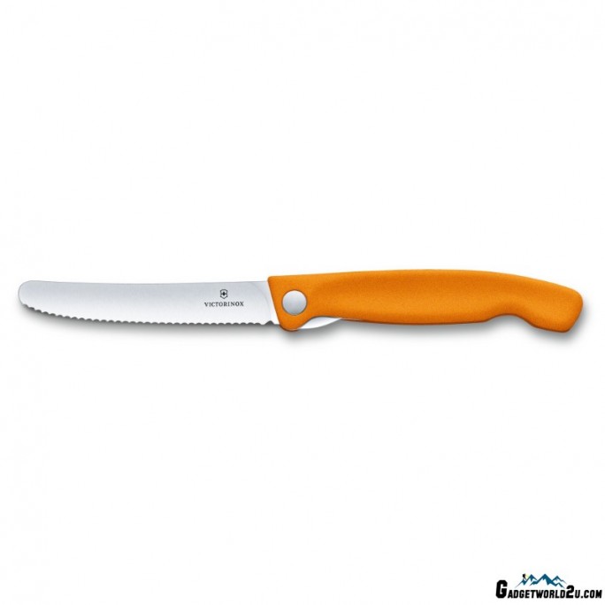 Victorinox Swiss Classic 11cm Wavy Edge Serrated Foldable Paring Knife Orange 6.7836.F9B
