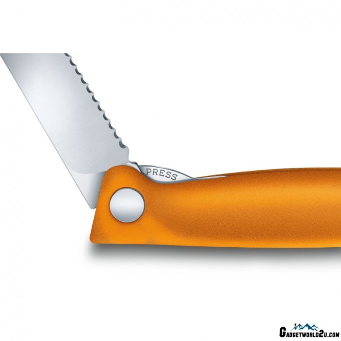 Victorinox Swiss Classic 11cm Wavy Edge Serrated Foldable Paring Knife Orange 6.7836.F9B
