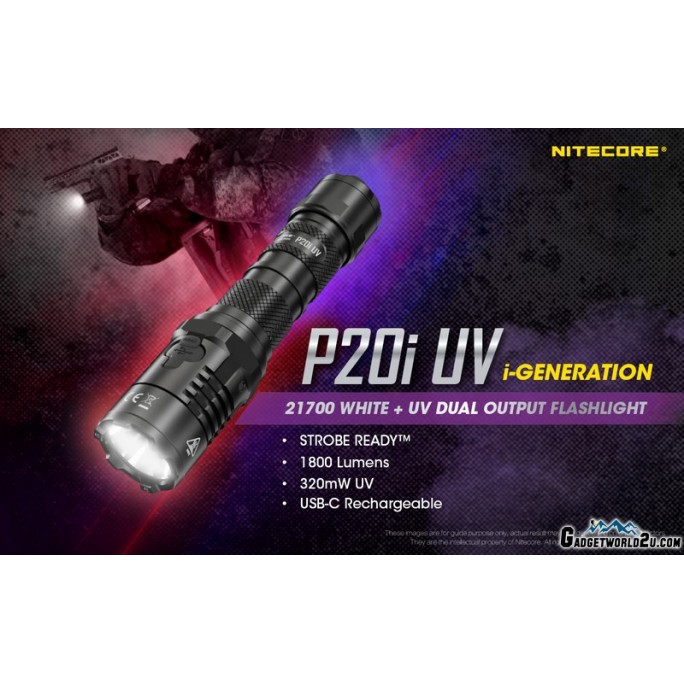 Nitecore P20i UV Luminus SST-40-W LED 1800L USB Rechargeable Flashlight 