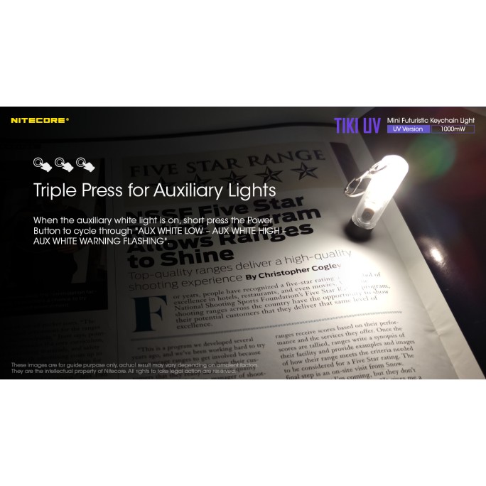 Nitecore TIKI UV 1000mW 365nm & HCRI White LED Keychain 70L Type-C Rechargeable Flashlight