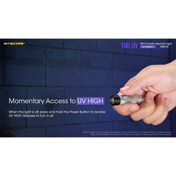 Nitecore TIKI UV 1000mW 365nm & HCRI White LED Keychain 70L Type-C Rechargeable Flashlight