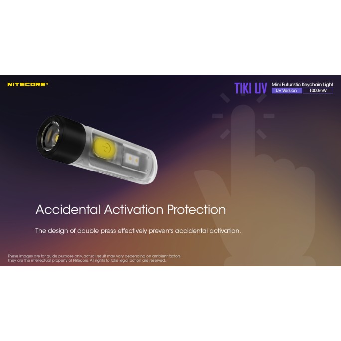 Nitecore TIKI UV 1000mW 365nm & HCRI White LED Keychain 70L Type-C Rechargeable Flashlight