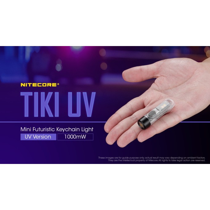 Nitecore TIKI UV 1000mW 365nm & HCRI White LED Keychain 70L Type-C Rechargeable Flashlight