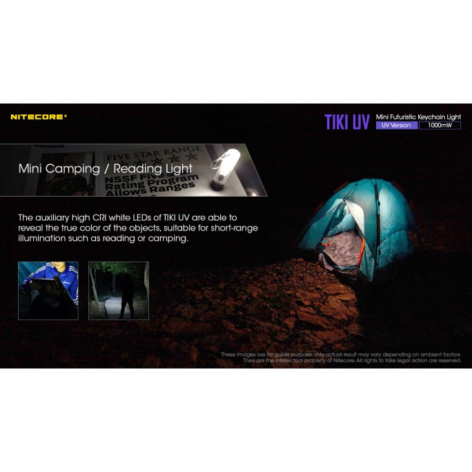 Nitecore TIKI UV 1000mW 365nm & HCRI White LED Keychain 70L Type-C Rechargeable Flashlight