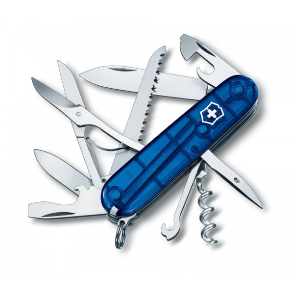 Victorinox Huntsman Translucent Blue Multitool Pocket Knife 1.3713.T2B