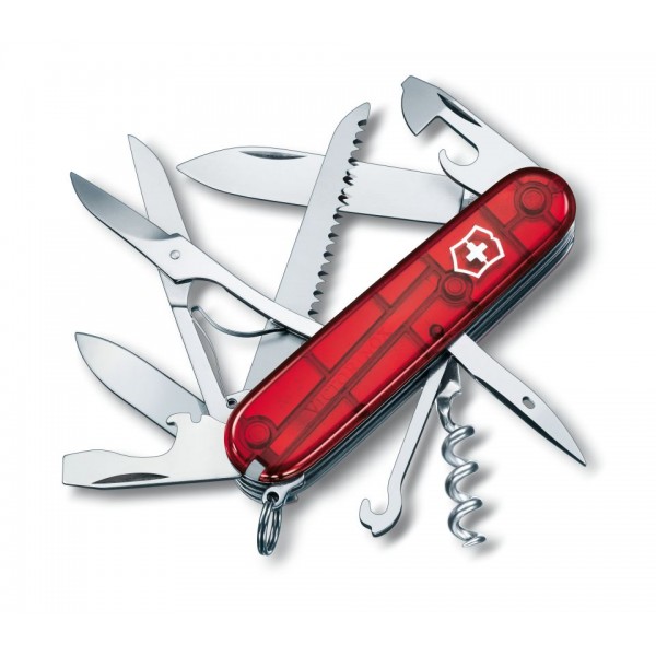 Victorinox Huntsman Translucent Red Multitool Pocket Knife 1.3713.TB1