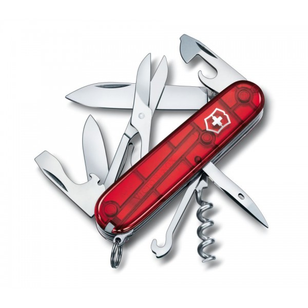 Victorinox Climber Translucent Red Multitool Pocket Knife 1.3703.TB1