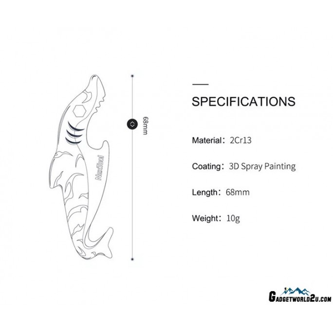 NexTool Shark BLUE Mini Box Opener Bottle Opener EDC 2-in-1 Key Tool KT5521 