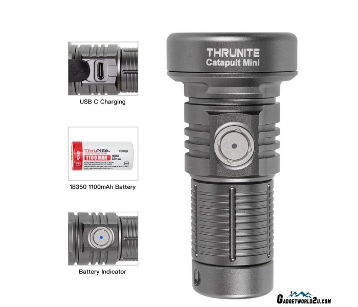 ThruNite Catapult Mini Grey OSRAM CW LED 680L Rechargeable Flashlight