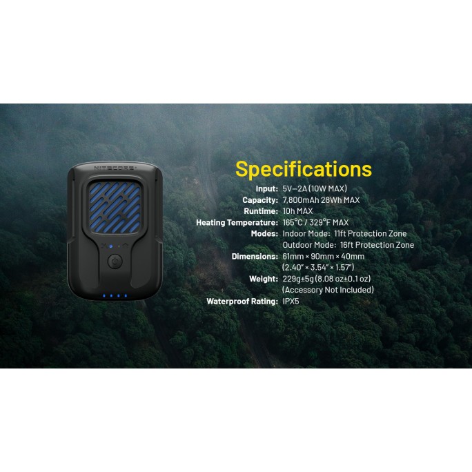 Nitecore EMR40 Portable Rechargeable Electronic Mosquito Repeller MOLLE SYSTEM Compatible