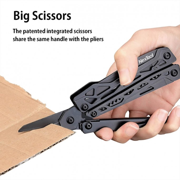 NexTool 11-in-1 + 10 Bits Black Knight NE20151 Steel Full Size Pliers Scissors Multifunctional Multitool