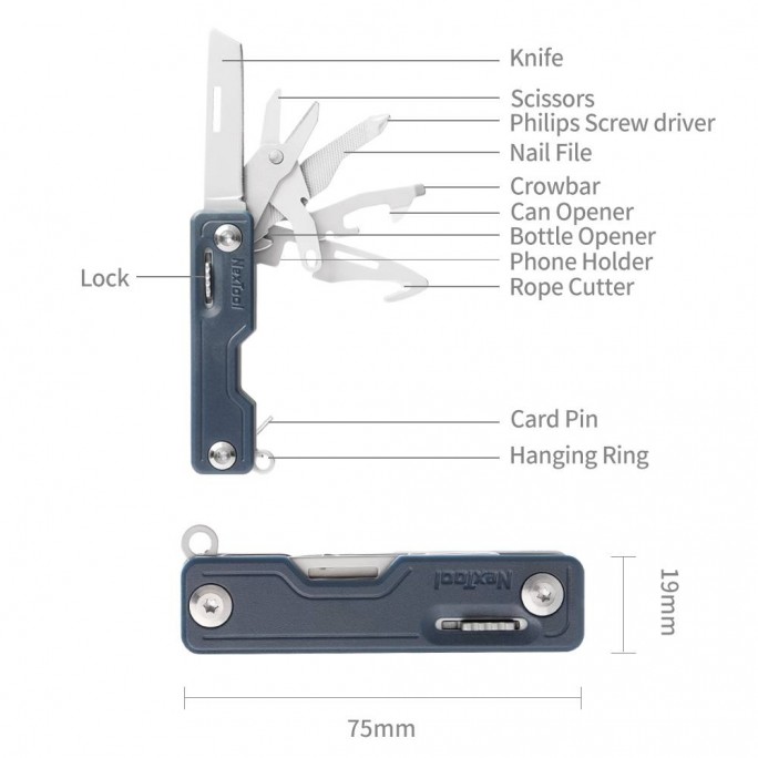 NexTool 10-in-1 Multifunctional Knife NE20098 (Olive Drab) Pocket Size Multitool