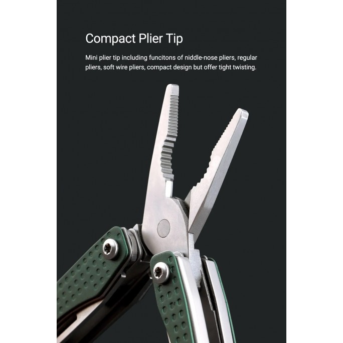 NexTool 11-in-1 Mini Flagship NE20050 (Green) Steel Full Size Pliers Scissors Multifunctional Multitool
