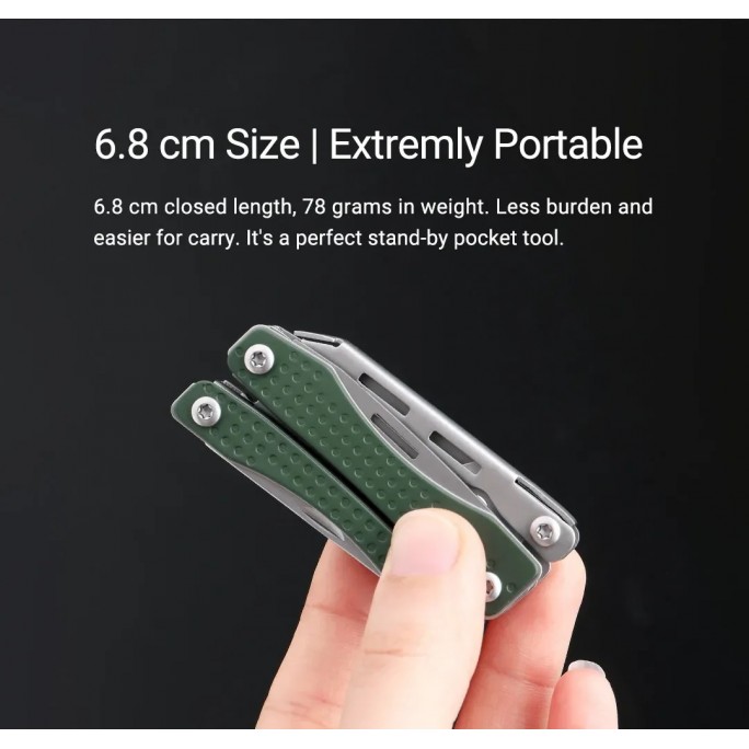 NexTool 11-in-1 Mini Flagship NE20050 (Green) Steel Full Size Pliers Scissors Multifunctional Multitool
