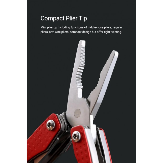 NexTool 11-in-1 Mini Flagship NE20051 (Red) Steel Full Size Pliers Scissors Multifunctional Multitool