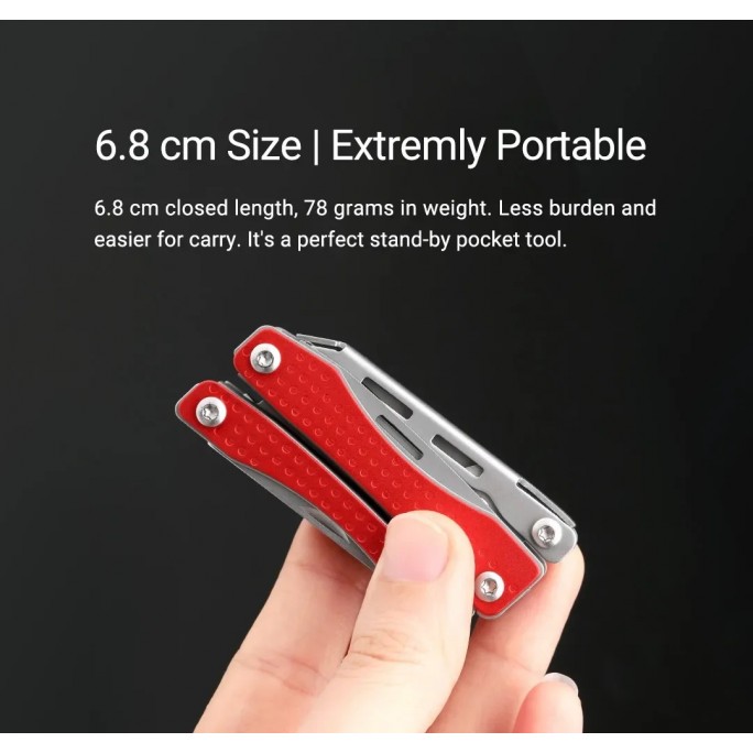NexTool 11-in-1 Mini Flagship NE20051 (Red) Steel Full Size Pliers Scissors Multifunctional Multitool