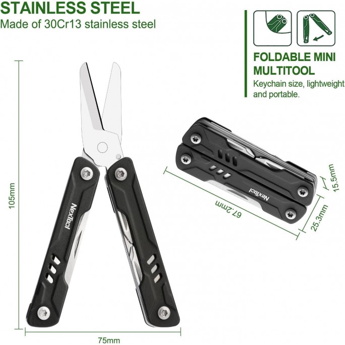 NexTool 9-in-1 Mini Sailor (Scissors Version) NE20237 EDC Steel Pliers Knife Scissors Multifunctional Multitool