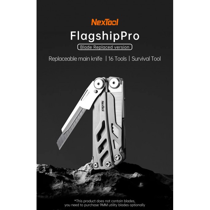 NexTool 16-in-1 Flagship Pro (Blade Replace) NE20232 Steel Full Size Pliers Scissors Multitool