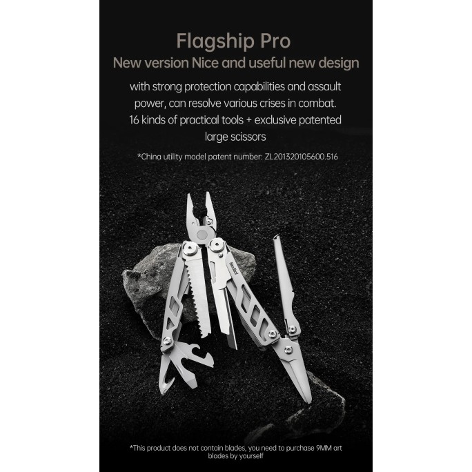 NexTool 16-in-1 Flagship Pro (Blade Replace) NE20232 Steel Full Size Pliers Scissors Multitool