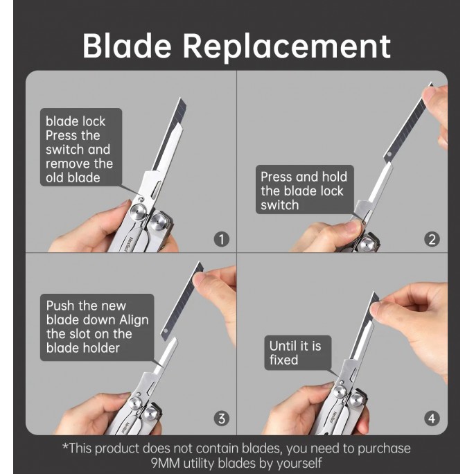 NexTool 16-in-1 Flagship Pro (Blade Replace) NE20232 Steel Full Size Pliers Scissors Multitool
