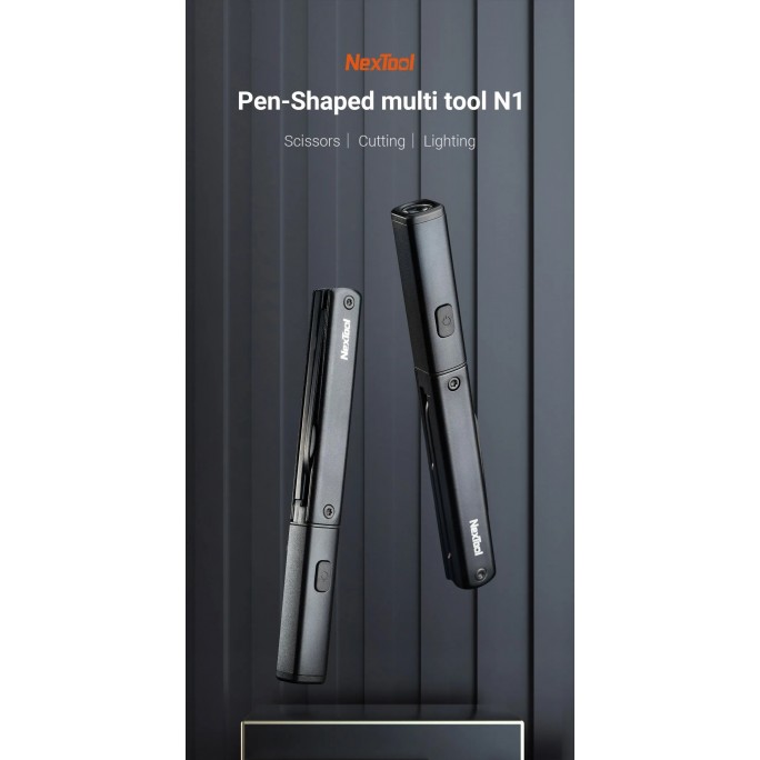 NexTool 3-in-1 Pen-shaped Flashlight Scissors Knife Tool N1 NE20026 Pocket Size Multitool