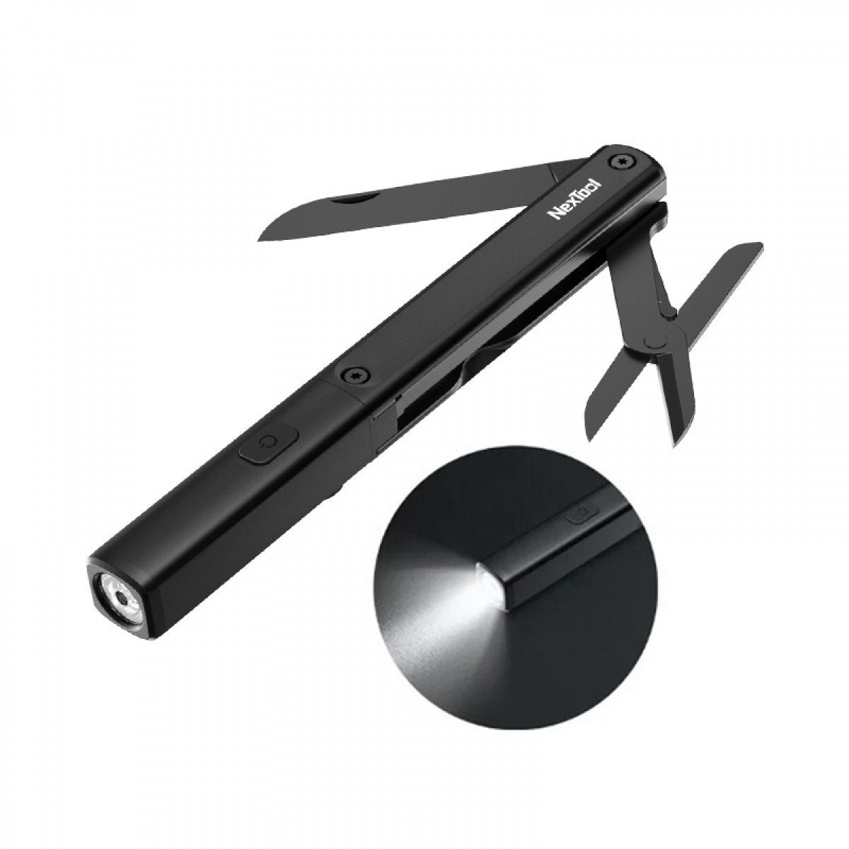 NexTool 3-in-1 Pen-shaped Flashlight Scissors Knife Tool N1 NE20026 Pocket Size Multitool