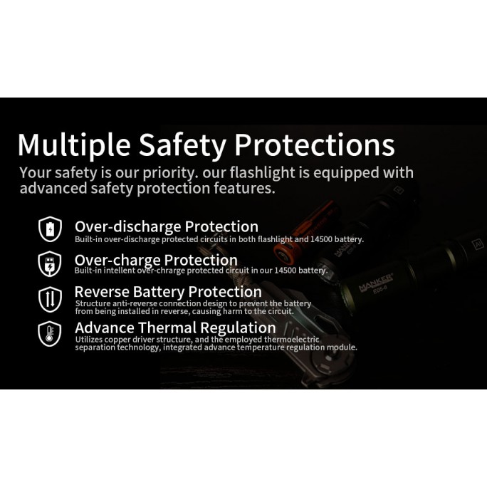 Manker E05 II CW BLACK Cool White LED 1300L Rechargeable EDC Flashlight
