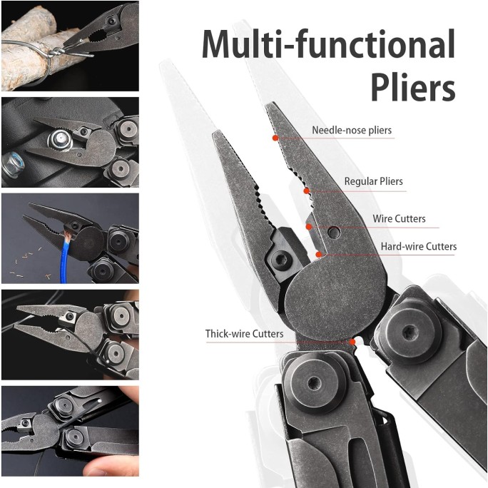 NexTool Flagship Pro NE20279 (Red) 16-in-1 Steel Full Size Pliers Scissors Multitool