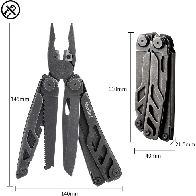 NexTool Flagship Pro NE20279 (Red) 16-in-1 Steel Full Size Pliers Scissors Multitool