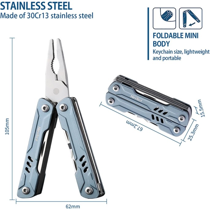 NexTool Mini Sailor NE20156A (Black) 10-in-1 EDC Steel Pliers Knife Scissors Multifunctional Multitool