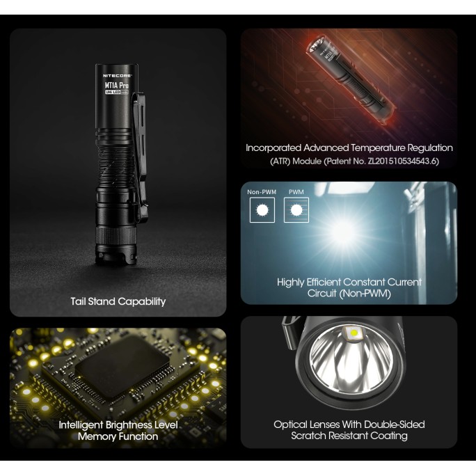 Nitecore MT1A Pro NiteLab UHi 25 LED 800L CW Flashlight w Rechargeable Battery