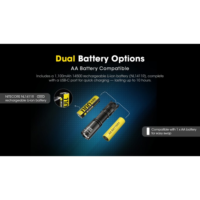 Nitecore MT1A Pro NiteLab UHi 25 LED 800L CW Flashlight w Rechargeable Battery