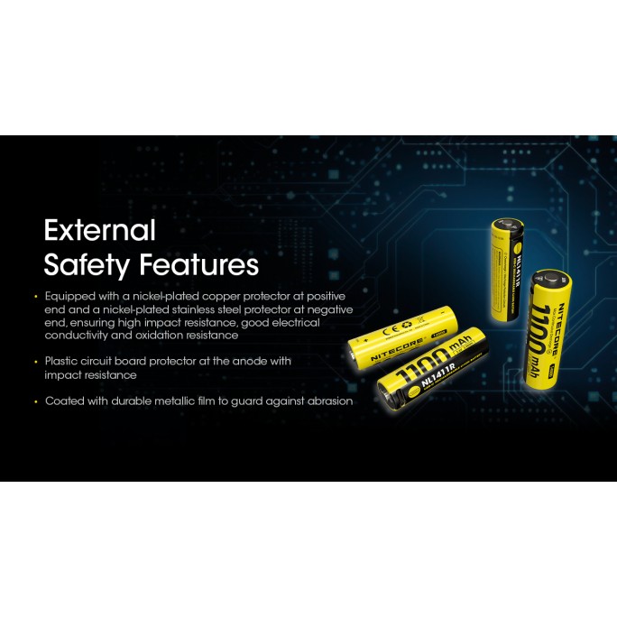 Nitecore 14500 NL1411R 1100mAh 3.6V USB-C Rechargeable Li-ion Battery