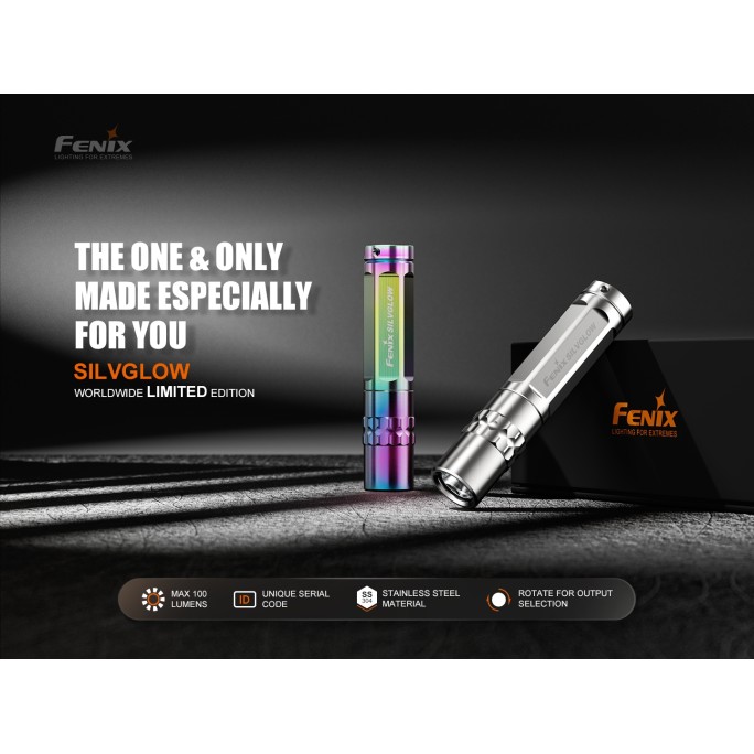 Fenix SILVGLOW 100L Limited Edition AAA Battery EDC Flashlight (Natural Silver)