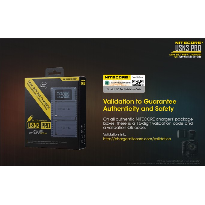 Nitecore USN3 Pro Dual Slot USB Digital Charger for NP-F750, NP-F970 Batteries