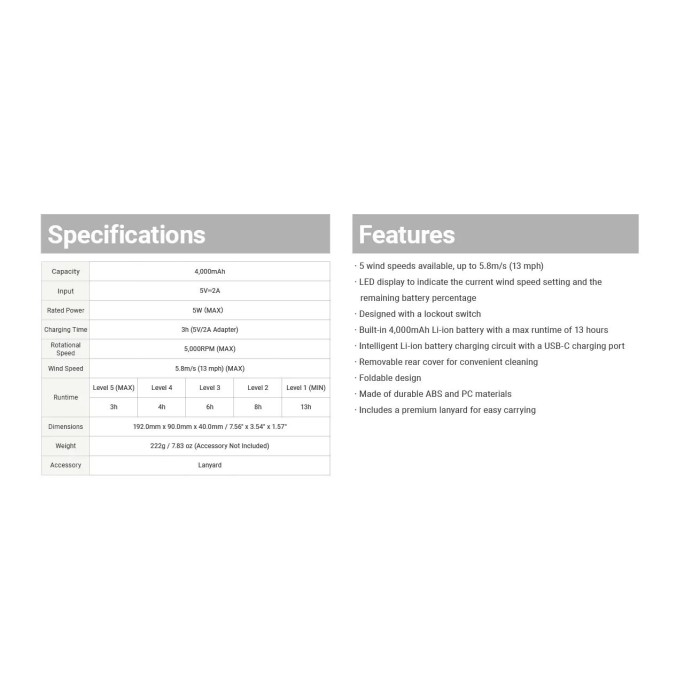 Nitecore NEF03 Pro Multipurpose Foldable Handheld Fan