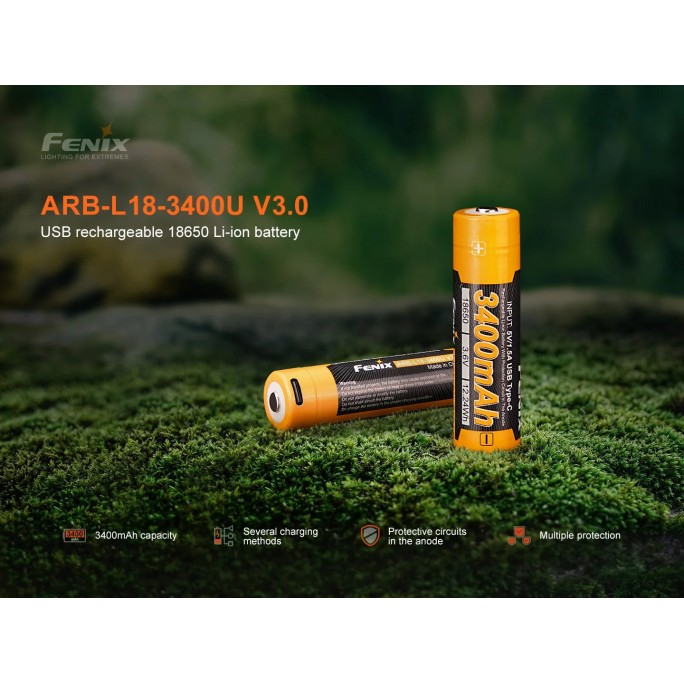 Fenix 18650 3.6V 3400mAh Li-ion USB Rechargeable Battery (ARB-L18-3400U V3.0)