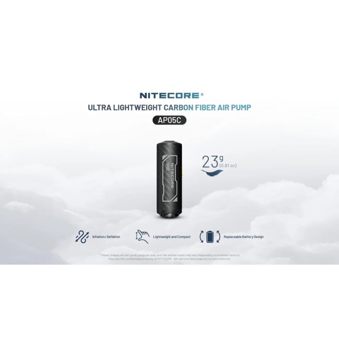 Nitecore AP05C Ultra Lightweight Carbon Fiber Air Pump + NL169R Battery