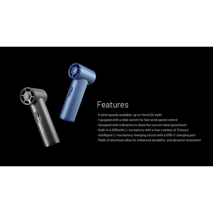 Nitecore NEF01 (Metallic Grey) Mini High-Speed Handheld Fan