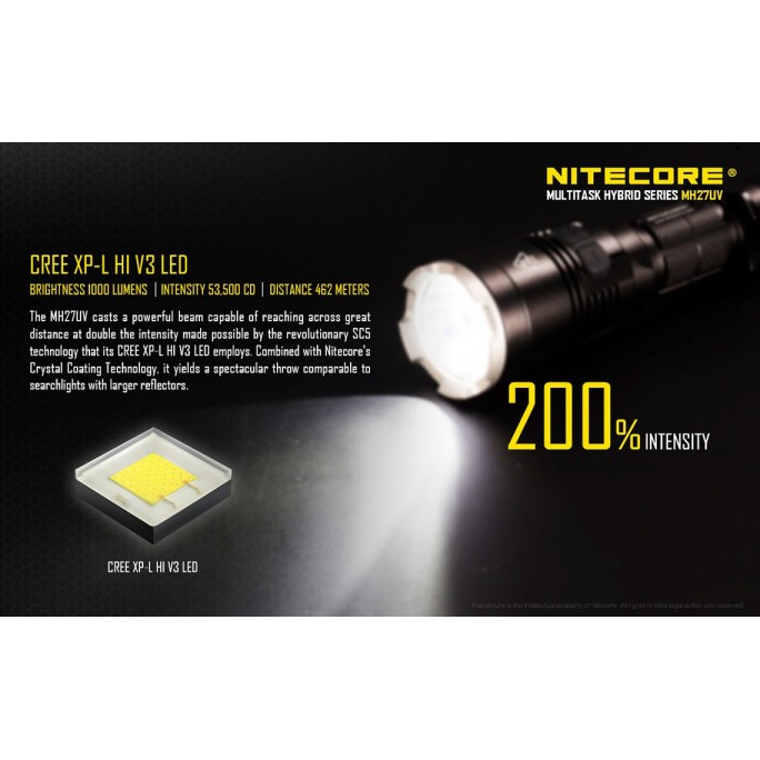 Nitecore MH27UV CREE XP-L HI V3 LED 365nm Ultraviolet 1000L Flashlight