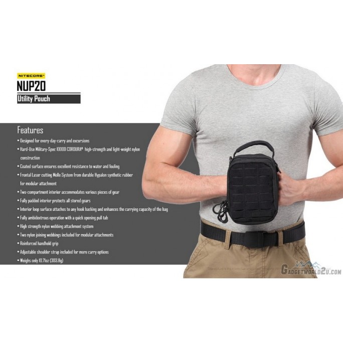 Nitecore NUP20 Cordura Molle Utility Pouch / Waist Pack / Sling Bag - Black